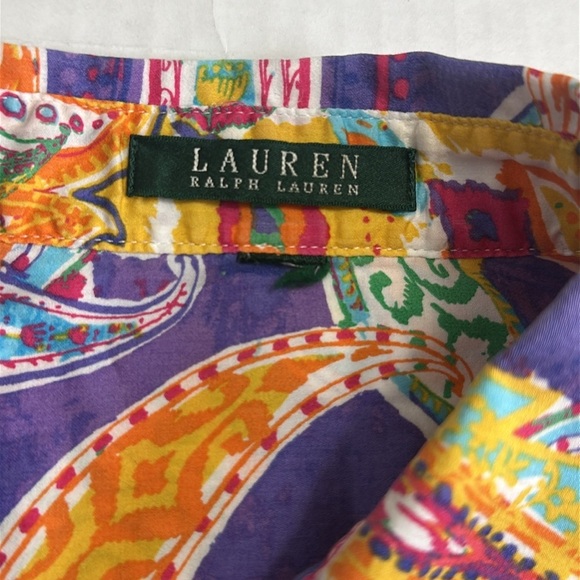 Lauren Ralph Lauren Women’s Button Down Bright Color Paisley Print Long Sleeve - Picture 6 of 11